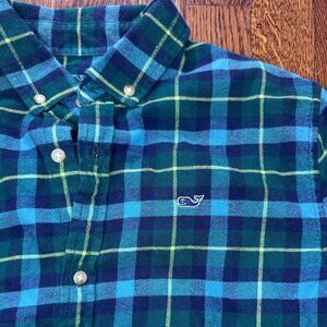 Boys Vineyard Vines Flannel Plaid Shirt size L